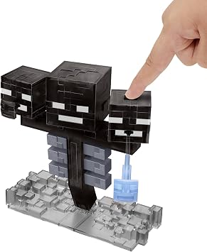 Işıklı ve sesli Mattel Minecraft Wither figürü, 2 fırlatma aksesuarı ve oyundakine sadık pikselli tasarım, JMP71
