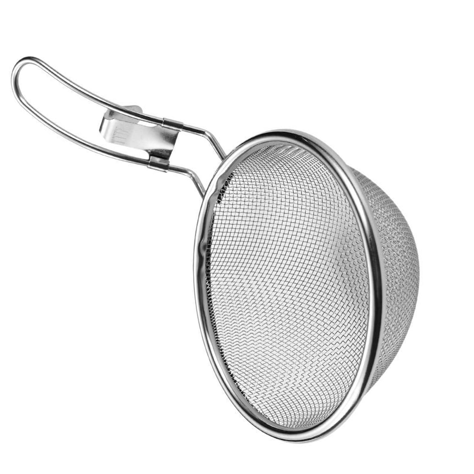 Linvimia Stainless Steel Strainer Fine Meshes Filter for Oil Soup Cooking Utensils Ergonomic Handle Colander Kitchen Gadget Stainless Steel Skimmer with Hook