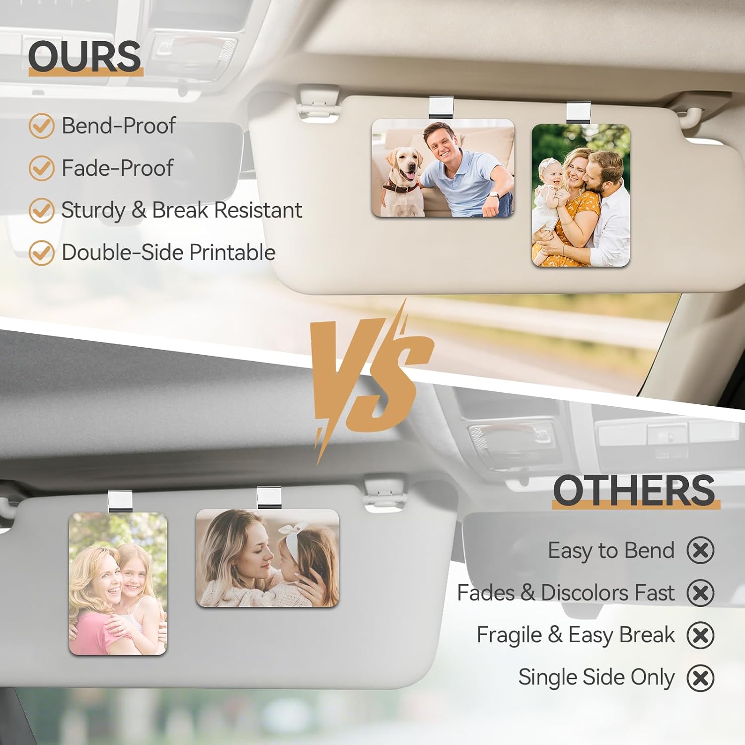20 Pcs Sublimation Car Visor Photo Clip Blanks, Double Sided Aluminum Photo Blanks Bulk with Metal Clips, Sublimation Car Sun Visor Picture Holder for DIY Personalized Gifts, Car Decor image 4