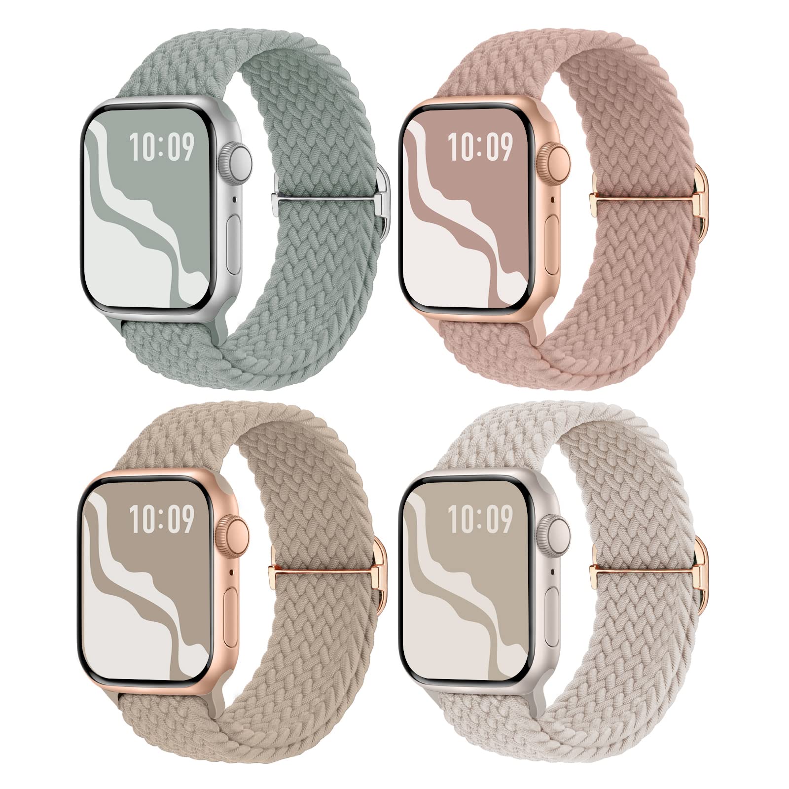 SuitisbestBraided Band Compatible with Apple Watch Straps 40mm 41mm 38mm 42mm 44mm 45mm 46mm 49mm Women, Anti-Slip Stretchy Elastic Strap for iWatch Band SE Ultra2/Ultra 10 9 8 7 6 5 4 3 2