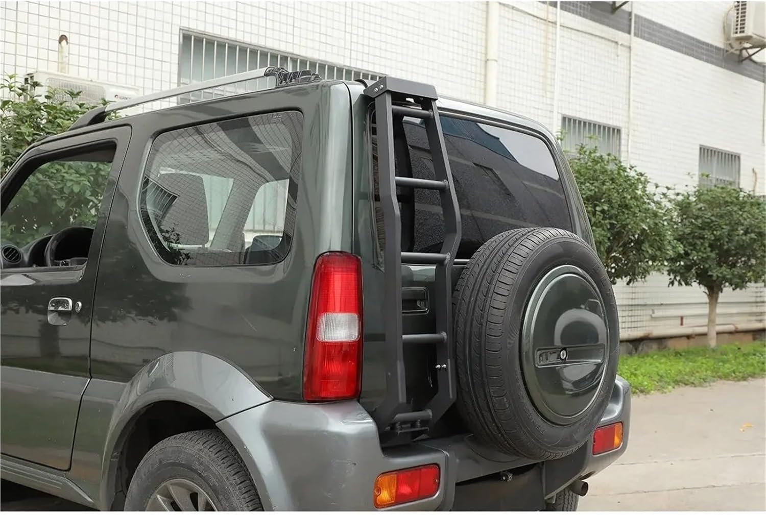 Rear Tailgate Door Ladder Climbing Black Alloy Compatible with Suzuki Jimny 2007-2017Accessories