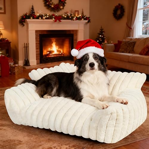 Miniatura 12 de Lindo sofá cama para gatos de interior, sofá esponjoso para gatos con forro polar de pana suave de alta calidad, lindas camas para perros pequeños