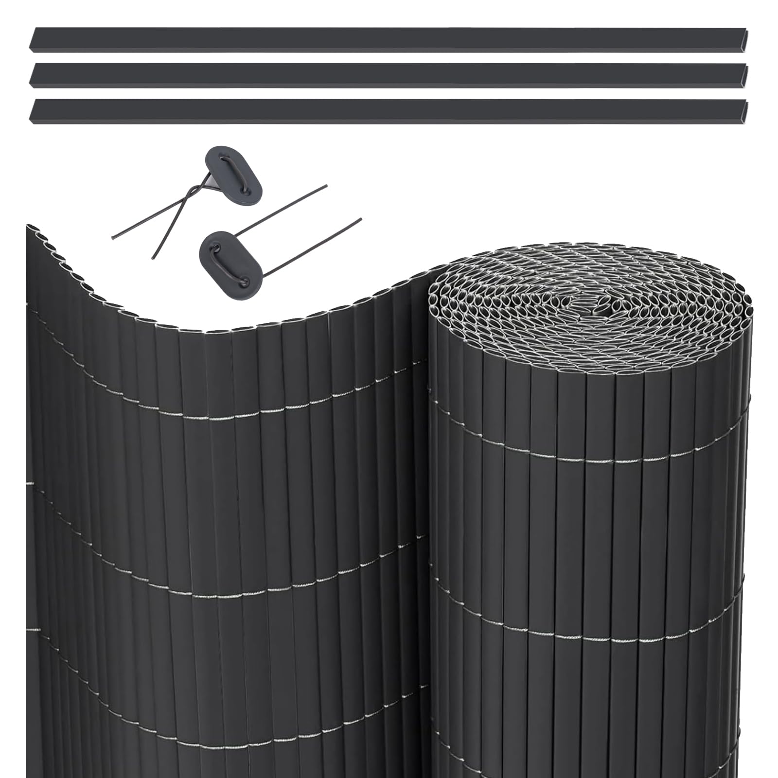 JORON PVC Sichtschutzmatte, Balkon Sichtschutz mit Kabelbindern, Sichtschutzzaun Wasserdicht Windschutz für Garten, Balkon und Terrasse (Anthrazit, 120x500cm)