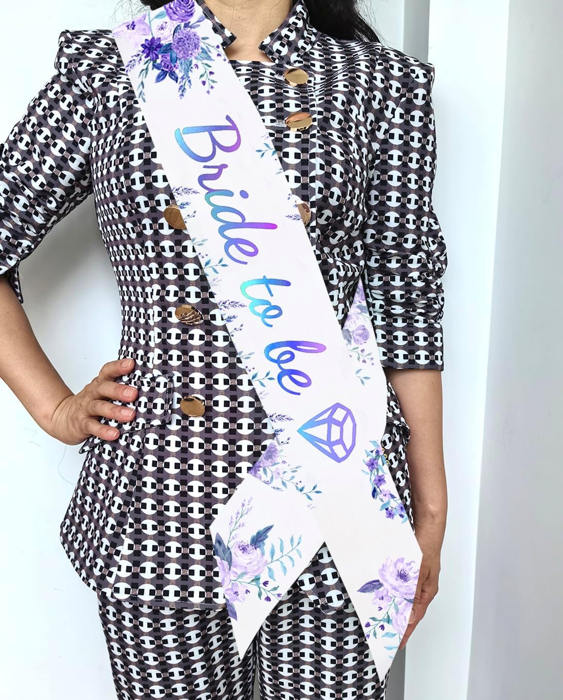 Bride to Be Flower Sash Bridal Shower Decoration for Women Wedding Engagement Party Gift Ideas White