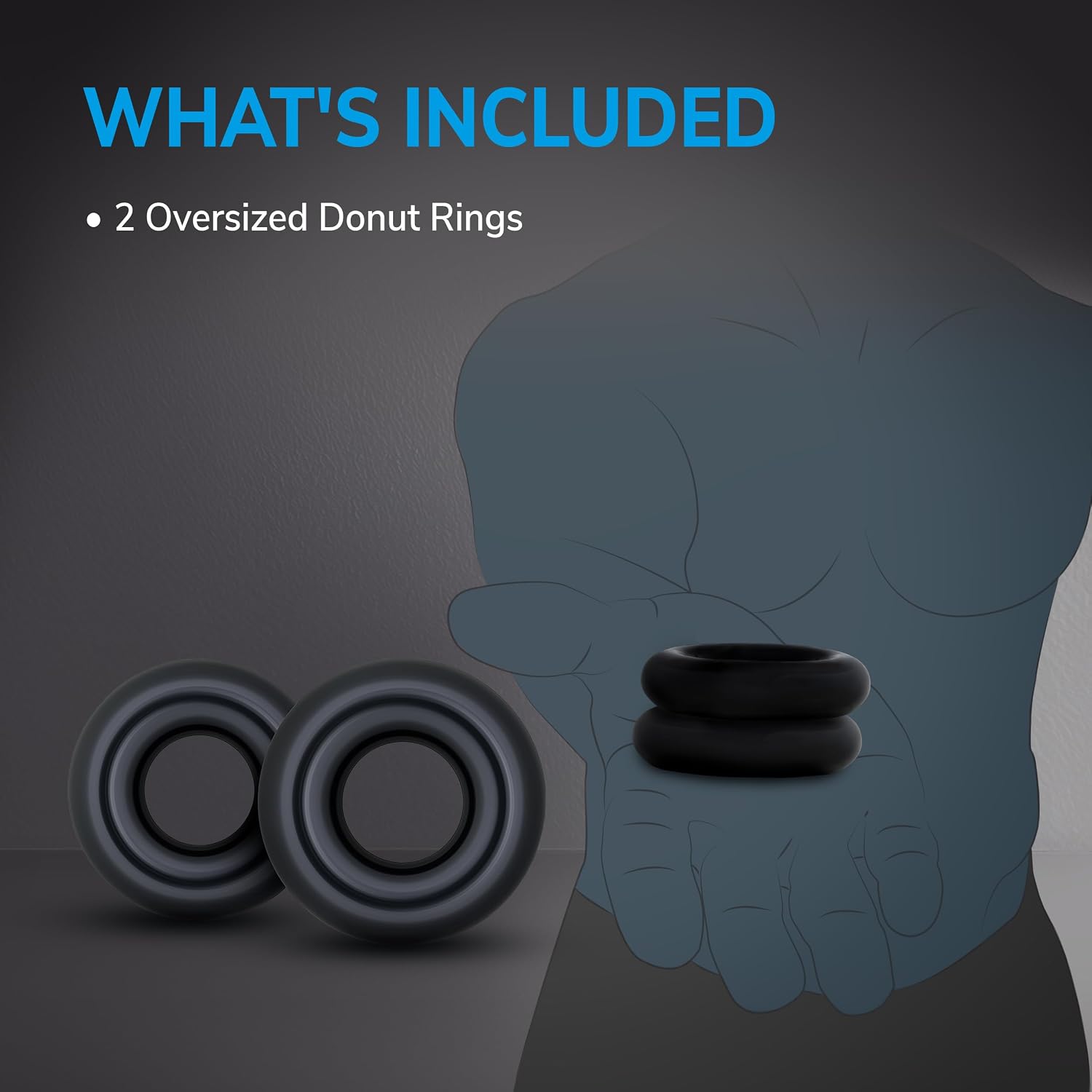 Eden Oversized Cock Rings - 2 Pack Thick Stretchy Penis Ring for Men - Performance Erection Ring for Male Pleasure - Adjustable Cockring & Testicle Toy Adult Sex Toy for Couples - Bold Black C-Rings