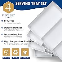 Vista 3 de Paquete de 4 bandejas blancas grandes de 16 x 11 pulgadas, 3 secciones, platos de plástico reutilizables para alimentos de fiesta, galletas