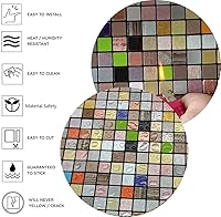 Vista 3 de XUANINY 5 hojas de azulejos metálicos para salpicaduras en muro, autoadhesivas, aluminio 3D, paneles de pared para cocina, baño, dormitorio, sala