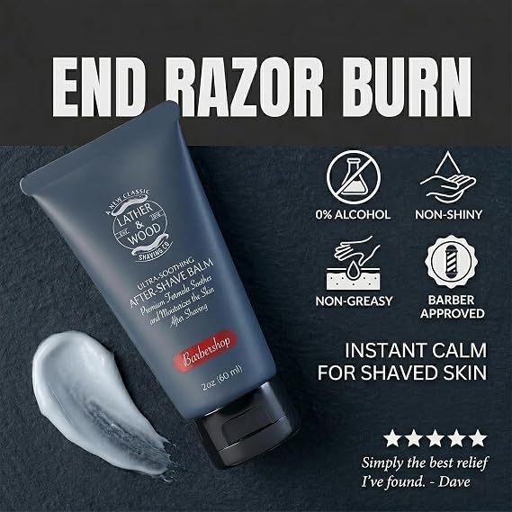 Lather & Wood - Barbershop Aftershave for Men - Long-Lasting Fragrance, Non-Greasy Formula, Easy Pump Dispener, Gentle and Subtle Scent