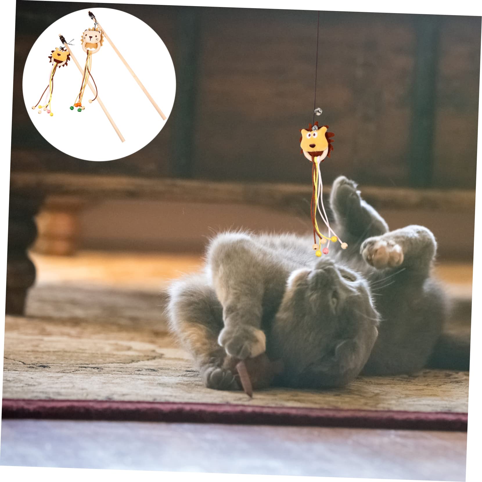 Kisangel 10pièces Jouet Interactif pour Chat Canne à Peluche avec Cloches Stimule Exercice Jeu des Chats De Lion Et Chien