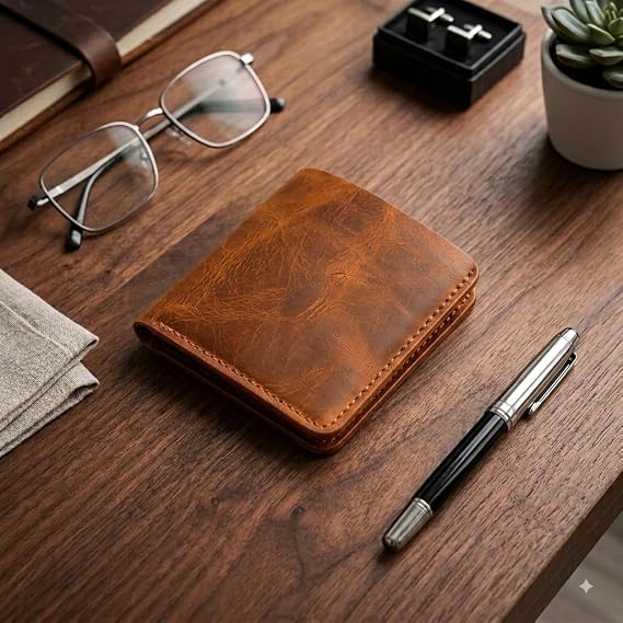 Elegand El Yapımı Hakiki Gerçek Deri Minimal Erkek Kadın Cüzdan (TABA-EFEKTLİ)