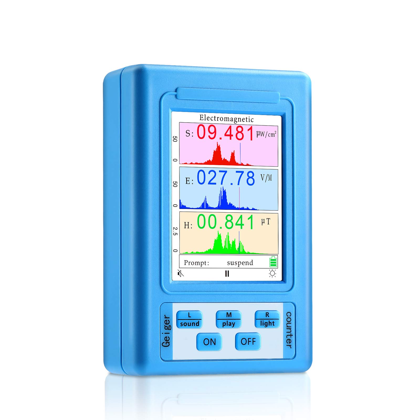 EMF Meter, Electromagnetic Field Radiation Detector, 3-In-1 Handheld Digital LCD EMF Detector Display of Data and Trend Graphs Electromagnetic Radiation Tester for Home/Office/Outdoor, Geiger Counter
