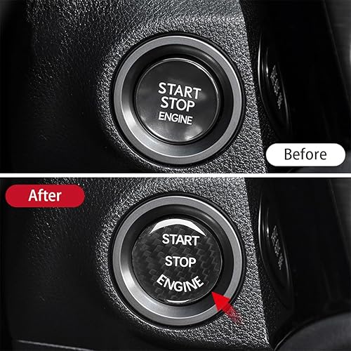 Miniatura 6 de Zipelo Cubierta de botón de arranque y parada de automóvil de fibra de carbono, ajuste de control de potencia del vehículo, interruptor de encendido