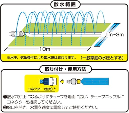 Amazon タカギ Takagi 散水チューブ 10m 散水範囲 幅1 3m 長さ10m 350穴 G410 安心の2年間保証 Diy 工具 ガーデン