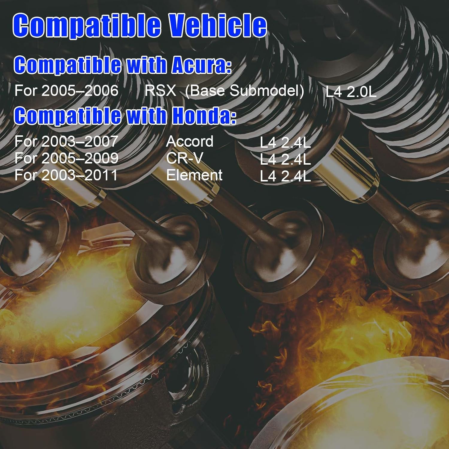 Set of 4 Fuel Injectors Fit for Honda Accord 2003–2007, CR-V 2005–2009, Element 2003–2011, Acura RSX 2005–2006 2.0L 2.4L, Replace 16450-RAA-A01 FJ484