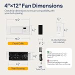 VIVOHOME Register Booster Fan - 4'' x 12'' Opening with Adjustable Louver - Smart Thermostat & 10-Speed Bluetooth App Control - AC Vent Fan for Floor, Ceiling, Wall - Quiet Operation (White)