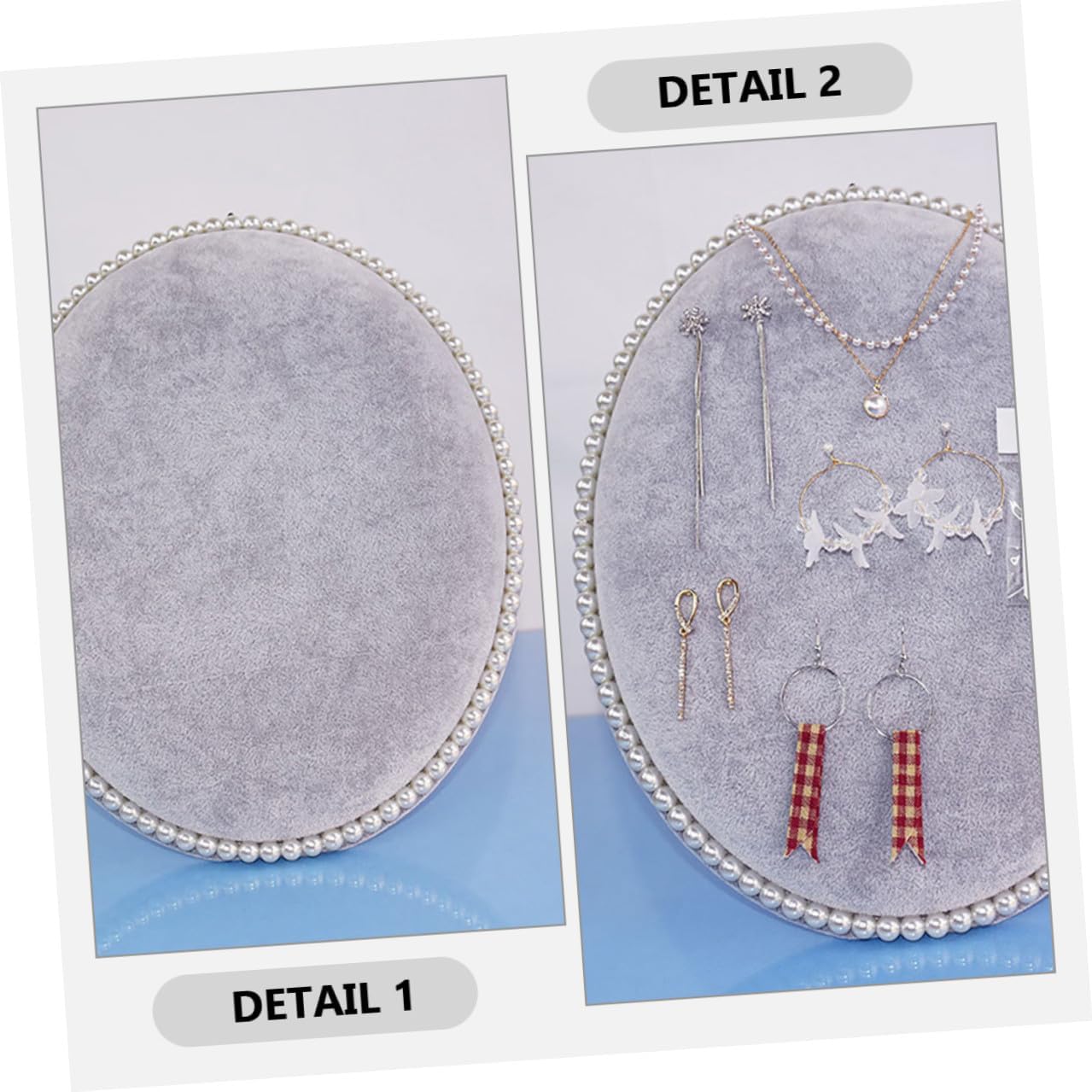 SUPVOX Oval Earring Holder Stand Wall-mounted Jewelry Organizer Large Gray Velvet Panel for Earrings and Ear Studs Display, Home Accessory Storage Rack for Necklace and Jewelry Collection