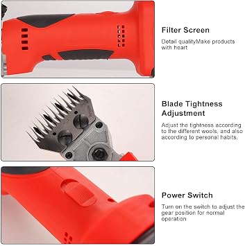 Cordless Electric Sheep Shears, Professional Camel Cattle Horse Clippers, Farm Livestock Shearing Machine, Shave Grooming Kit for Goats Thick Coat Animals, Straight Blades,9Tooth
