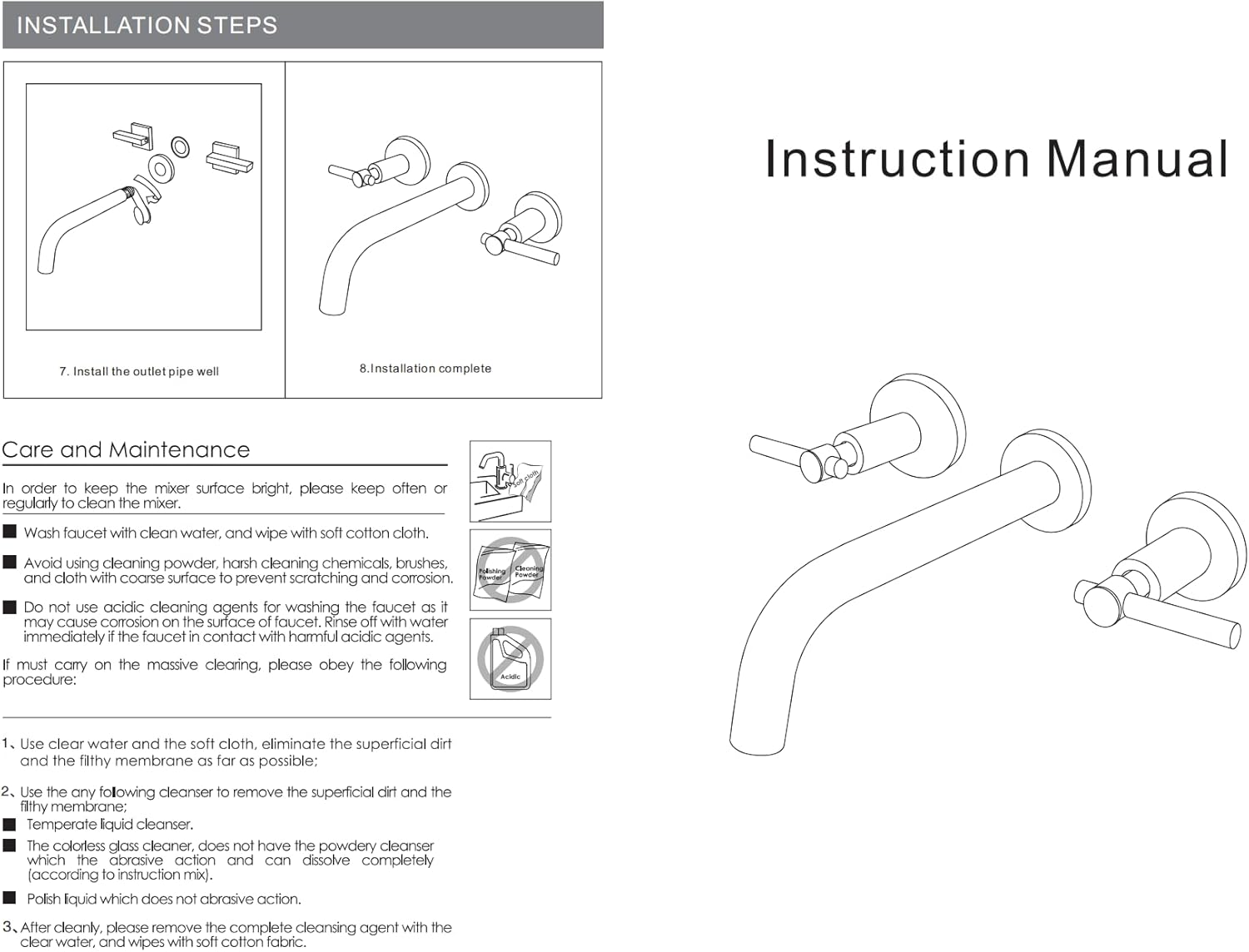 Solid Brass Wall Mount Tub Filler,Two Handle Bathtub Faucet, Extra Long Spout Reach with High Flow Bathtub Faucet Set with Rough-in Valve Included Flow,Brushed Nickel
