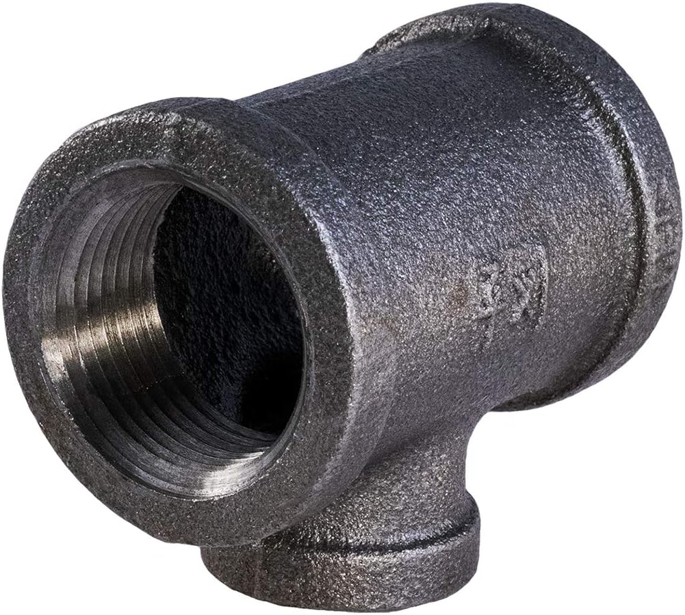 CNSU3004 1 x 1/2 Black Malleable Reducing Tee with Female Threaded Fitting