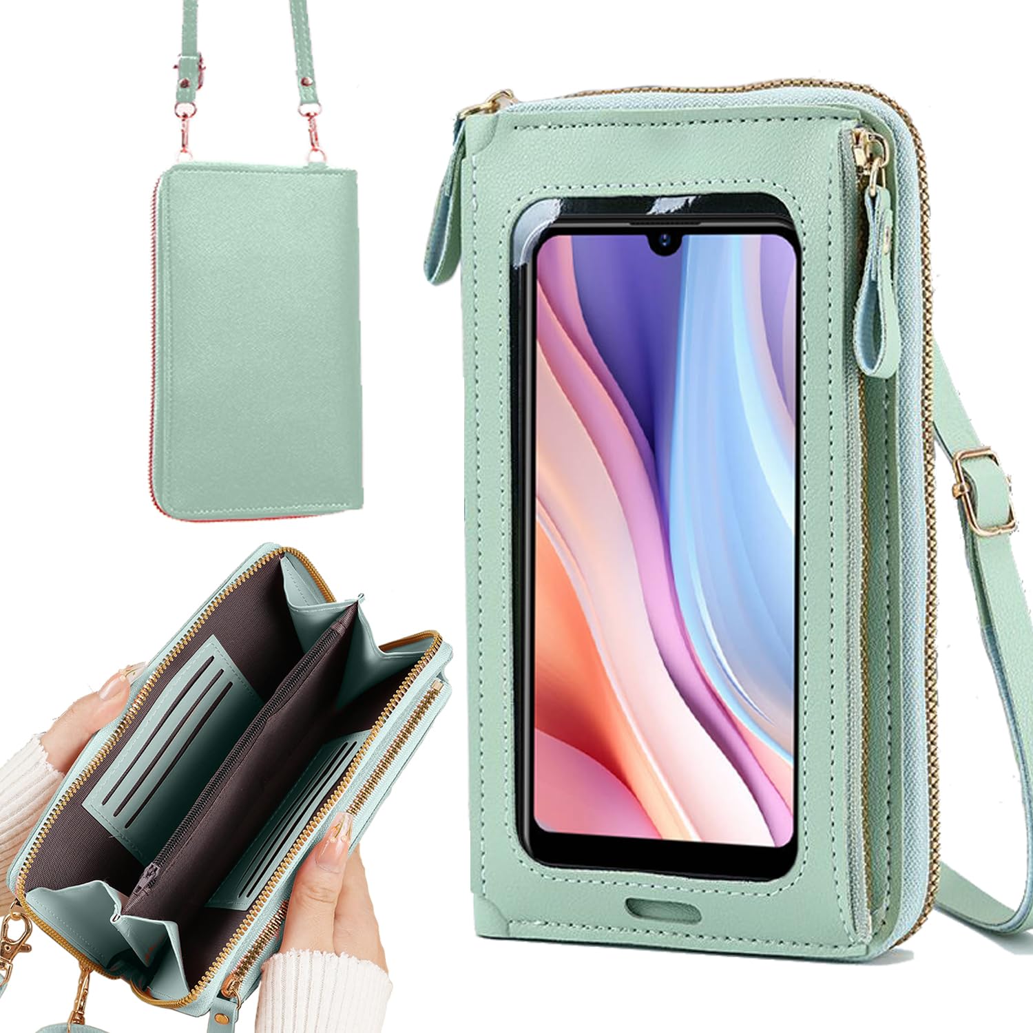 DAMONDY for BLU Bold N4 Case Compatible for BLU Bold N4 5G Phone Case Cover Wallet with Zipper Card Holder & Crossbody Lanyard Strap PU Leather Flip