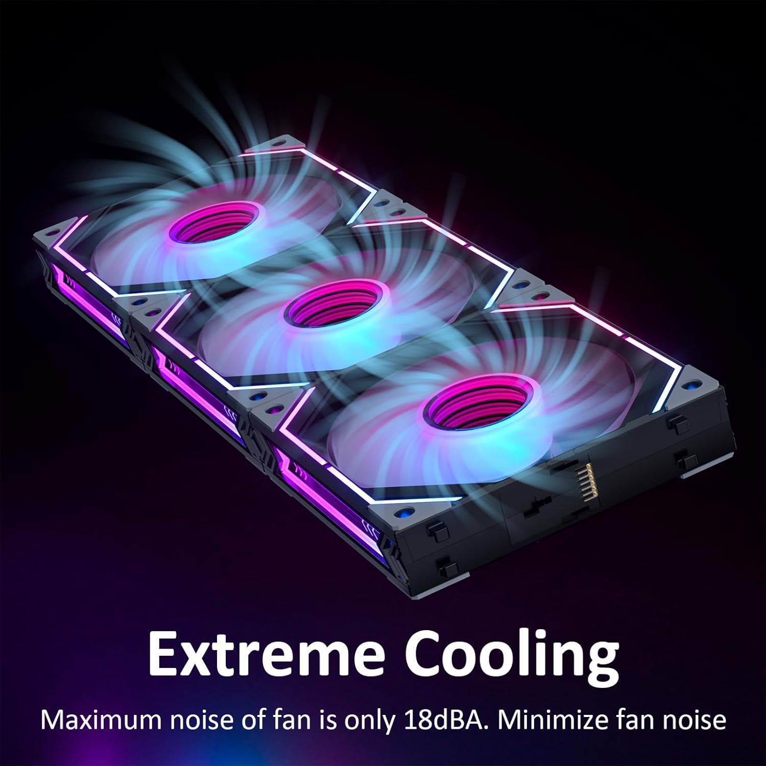 Black 120mm RGB Fan, Wireless Reversible Fan with mini Controller, Suitable for Computer Cases and CPU Cooling, Supports 240/360mm Liquid Cooling Systems (3-Pack, Reverse Blades, KB Series)