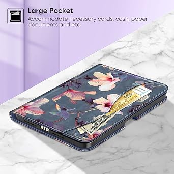 Fintie Folio Case for iPad Mini 7 (A17 Pro, 7th Generation) 2024 / iPad Mini 6 (6th Gen) 8.3 Inch, Multi-Angle Smart Stand Cover with Pencil Holder & Pocket, Auto Sleep/Wake, Hibiscus