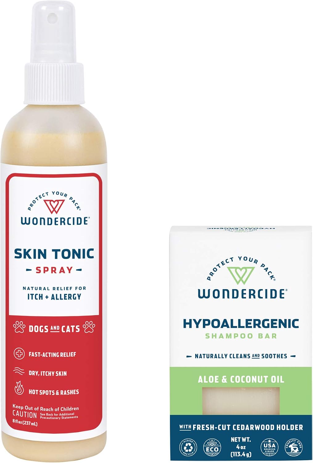 Wondercide - Dry Skin Relief Kit for Dogs and Cats for Itch Relief, Hot Spots with Natural Essential Oils - Skin Tonic Spray 8 oz,…