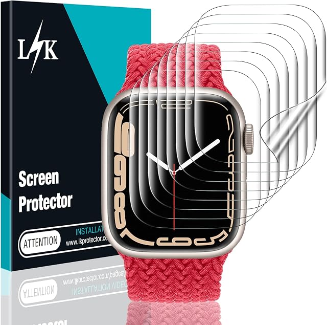 LϟK [8 Pack] Screen Protector for Apple Watch Series 7 41mm - HD Clear Bubble Free No Lifted Edges Not Wet Application Flexible TPU Soft Film - iWatch 41mm
