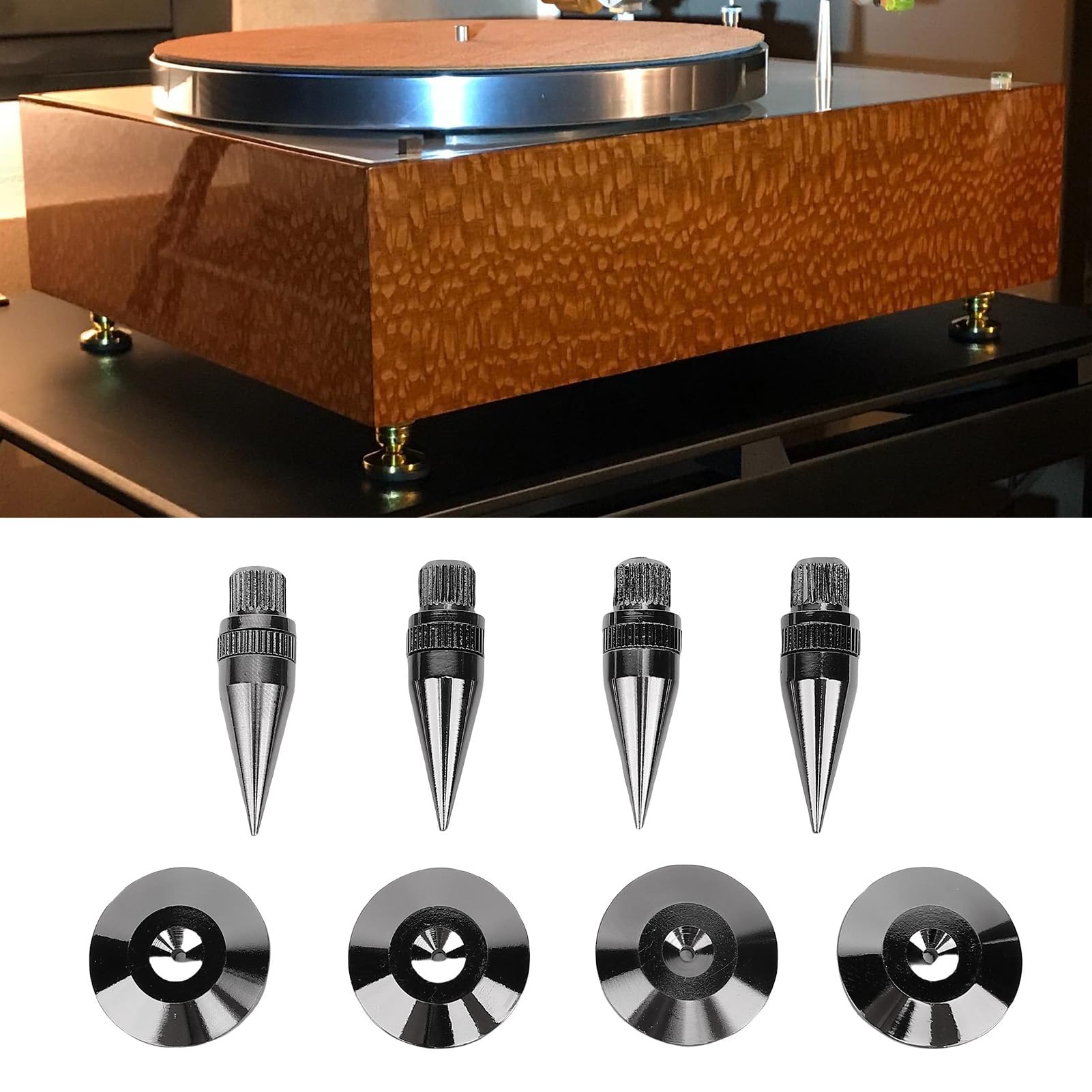 banapoy 16 Punte Isolanti per Altoparlanti, Piedini Regolabili per Ammortizzatori per Altoparlanti, Piedini Conici per Subwoofer, Lettori CD e DVD, Amplificatori Audio, Giradischi