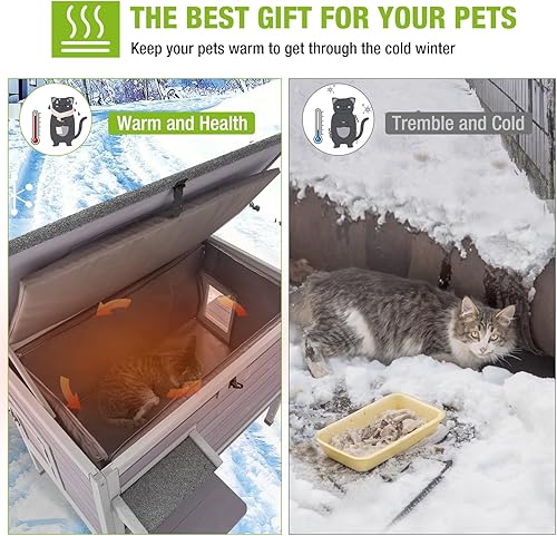 Miniatura 4 de GUTINNEEN Outdoor Cat House Insulated for Winter Weatherproof Feral Cat Shelter