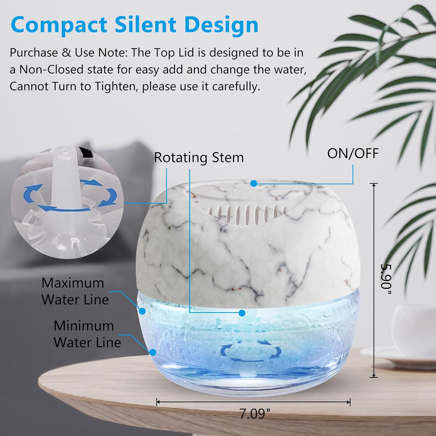 Water-Based Purifier Air Washer, Revitalizer with 7 Color lights- Plus Lavender, Aqua Lily, Breathe Easy, Ocean Mist, Neverland, Water Hyacinth, 15ml Each