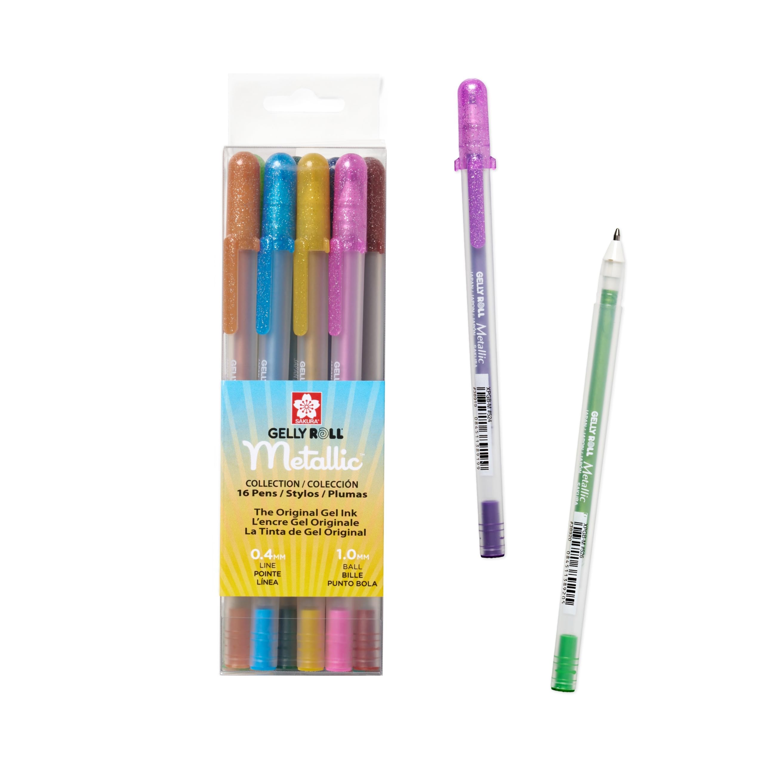 SAKURA, Gelstifte, feine Spitze, verschiedene Farben, 5-teilig, Nr. 37379 Gelly Roll Metallic 16-pc Cube