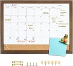 Tableau blanc pour le calendrier d'effacement à sec pour le mur, petit tableau blanc à effacement magnétique combiné & Tableau d'affichage, 13" x 17" Calendrier de cadre brun rustique / Cork Combo Board(RB-3343)