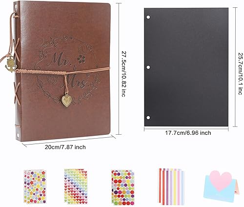 Miniatura 2 de Álbum de recortes, álbum de fotos de cuero Mr&Mrs de 11 x 8.29.0 x 6.8 pulgadas, álbum de recortes, grande, hecho a mano, 60 páginas, álbum de