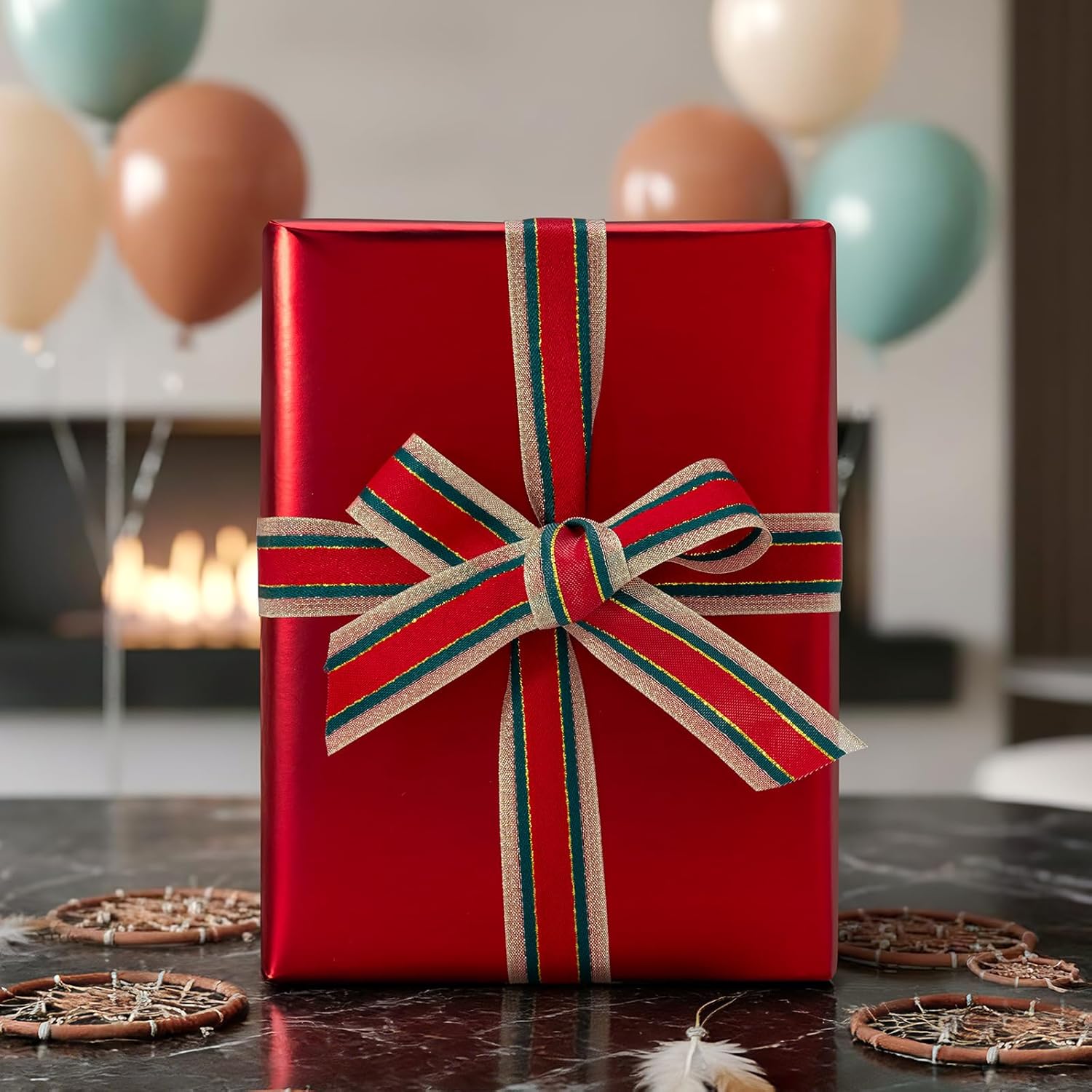 RJVW Red Wrapping Paper, Matte Metallic Gift Wrapping Paper Rolls, Holiday Solid Color Gift Wrap Paper for Birthday Valentines Christmas Father's Day Mother's Day(17IN x 32.8FT) - Image 4