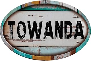 Towanda White Stripe Weathered Painted Wood 6" Oval Shaped Look Decal Bumper Sticker for use on Any Smooth Surface