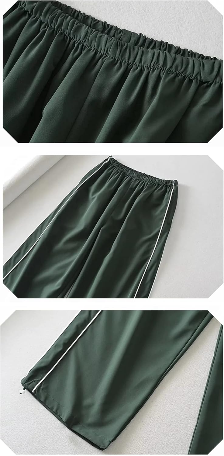 Shebote Womens Parachute Pants Wide Leg Baggy Pants Y2K Elastic Waist Jogger Sweatpants Track Pants Streetwear - Image 7