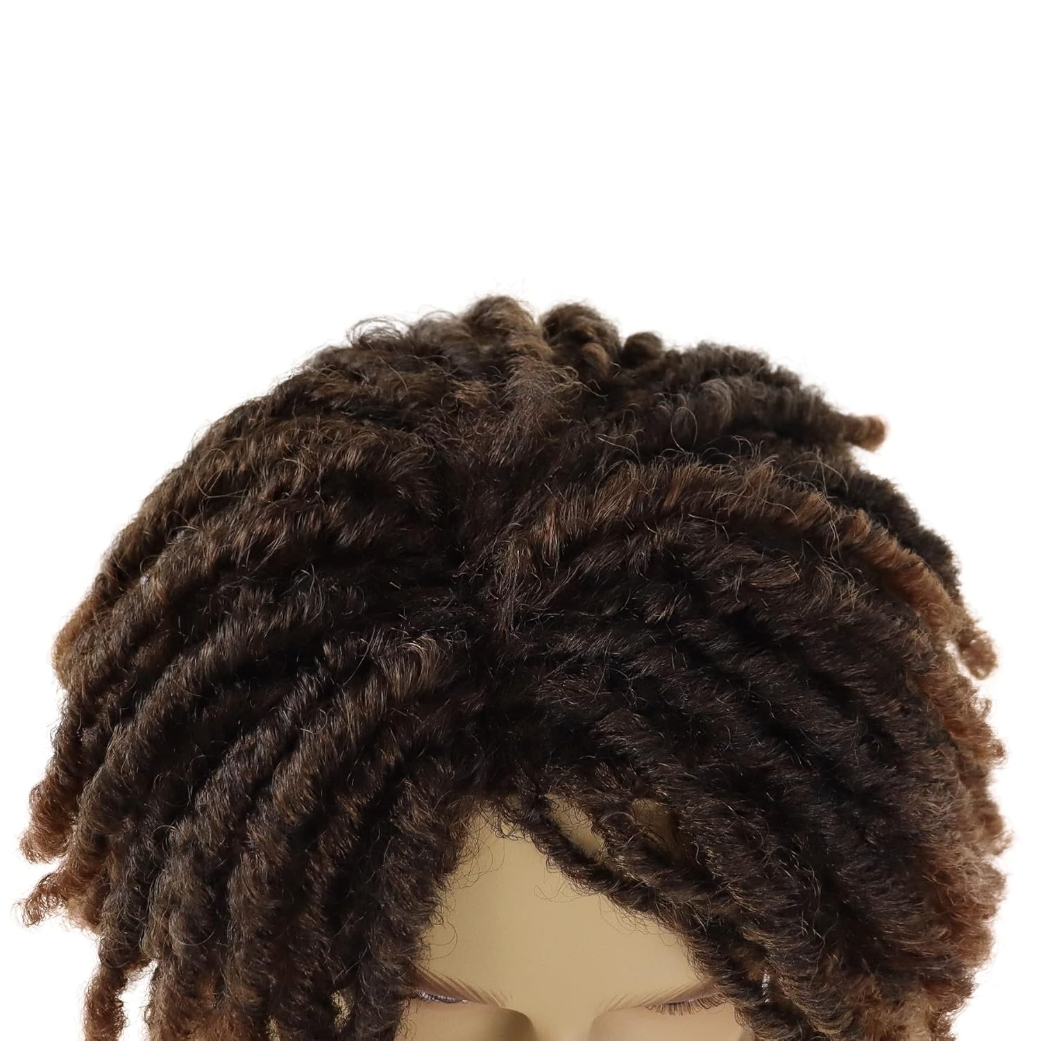 GNIMEGIL Short Braided Wig - Afro Bob Ombre Brown Crochet Twist Hair Dreadlocks Natural Synthetic Wig for Black Man - Breathable Braids - Image 7