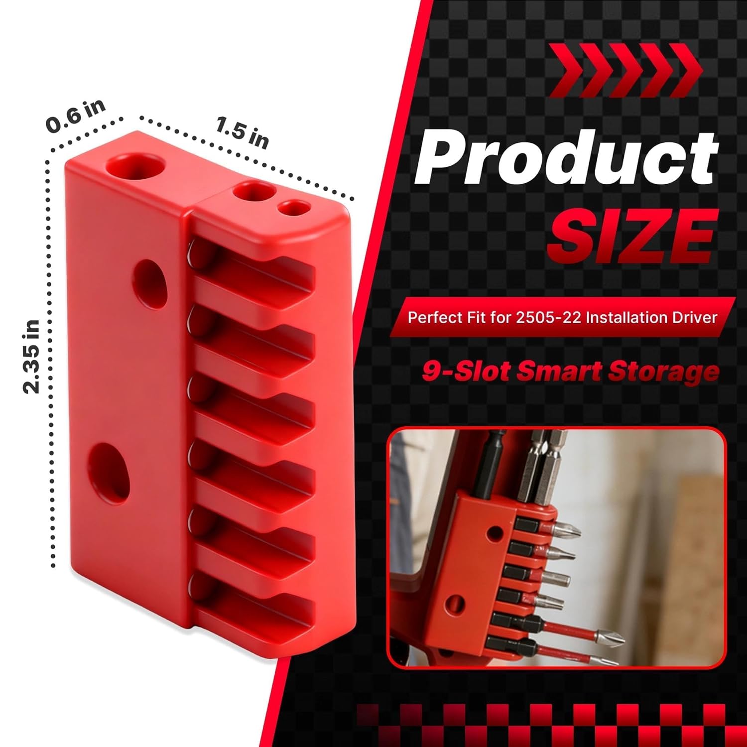 Magnetic Drill Bit Holder for 2505 Series Installation Driver, Quick-Swap Magnetic Storage Rack for 1/4" Driver Bits