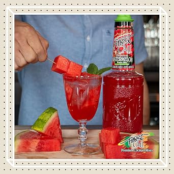 Finest Call Premium Watermelon Fruit Puree Drink Mix, 1 Liter Bottle (33.8 Fl Oz), Pack of 6