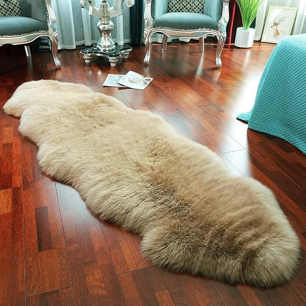 Genuine Fluffy Sheepskin Throw Rug