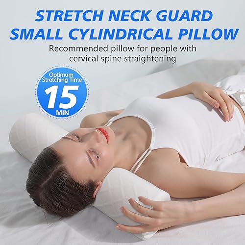 Miniatura 4 de Cozyhealth Almohada cervical con forma de rollo cervical, almohada cilíndrica de espuma viscoelástica suave media para dormir, soporte de cuello