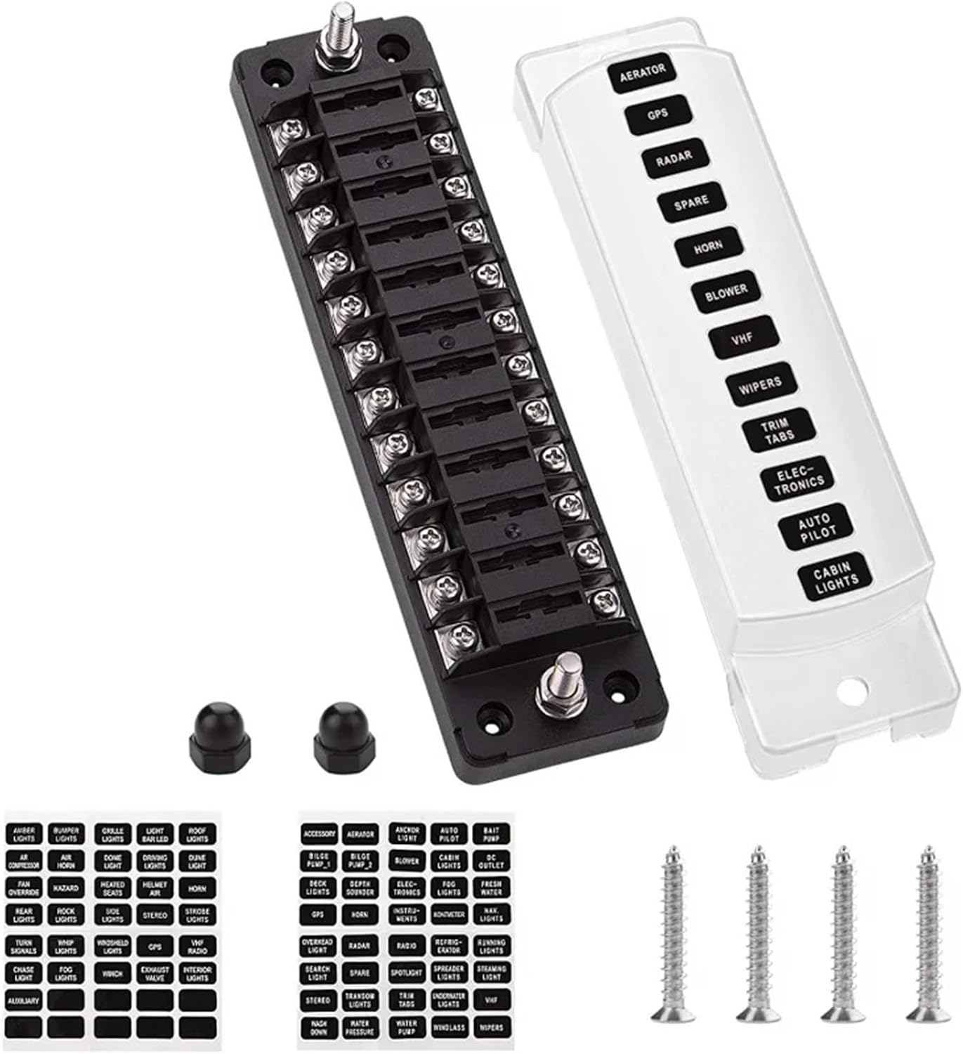 12-32V 75A Fuse Box Holder 12 Ways for Auto Car Marine Truck Blade Fuse Block with Double Fuses(0611)