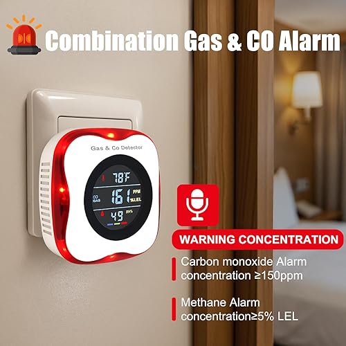 Miniatura 4 de Paquete de 3 detectores combinados de humo y monóxido de carbono, funciona con pilas, alarma portátil de humo y Co para el hogar, dormitorio, viajes