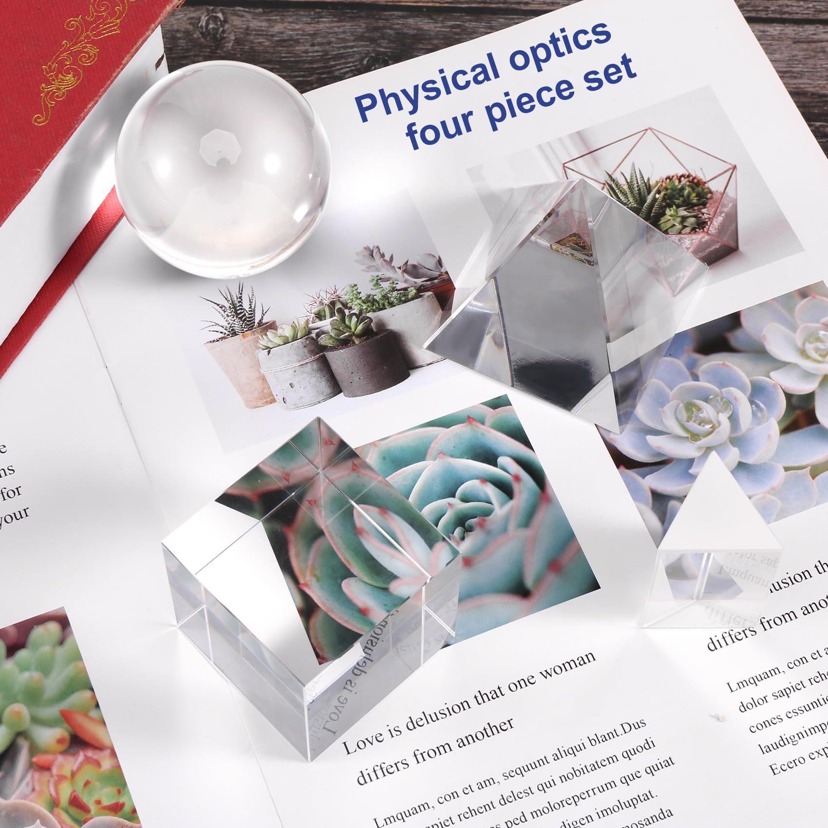 A set of 4 K9 optical crystal photography prisms, 50-60mm crystal balls, crystal cubes, triangular prisms - Image 4