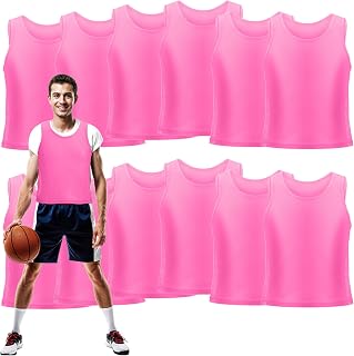12Pcs Youth Pinnies Scrimmage Vests, Sports Pennies for Youth Adults Soccer Basketball Scrimmage Training Vests,Team Sport Practice Jersey Chartreuse Pink