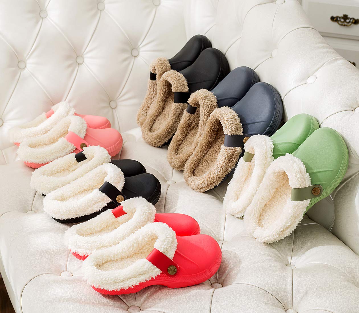 CELANDA Pantofole Invernali Donna Uomo Zoccoli e Sabot Unisex Ciabatte da casa Impermeabile Antiscivolo Scarpe da Giardino All'aperto/Interno,GR.35-47
