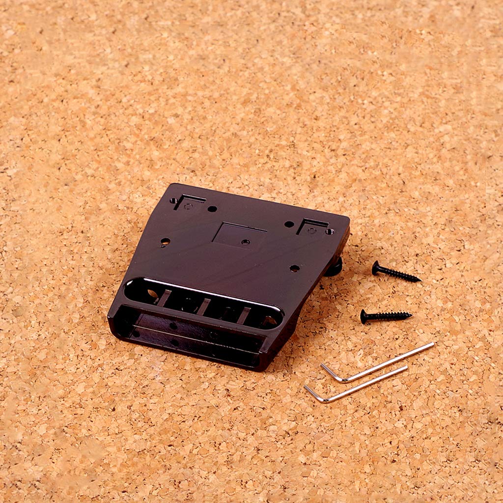 Alnicov Puente de bajo, guitarra eléctrica Reparación de puente de bajo con espárragos y llaves para bajo de 4 cuerdas o guitarra en forma de zapato Negro