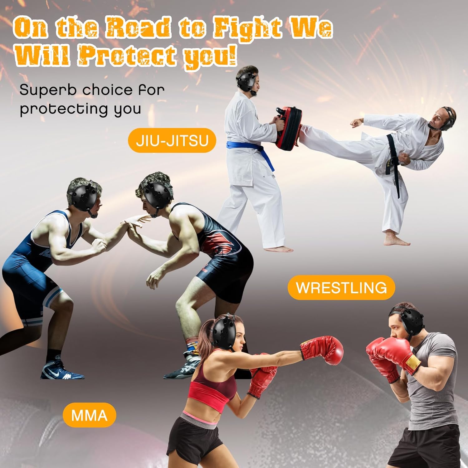 Wrestling Headgear Kids Youth Head Gear Wrestling Adjustable Ear Guard Straps MMA Jiu Jitsu for Men Women Adults - Image 6