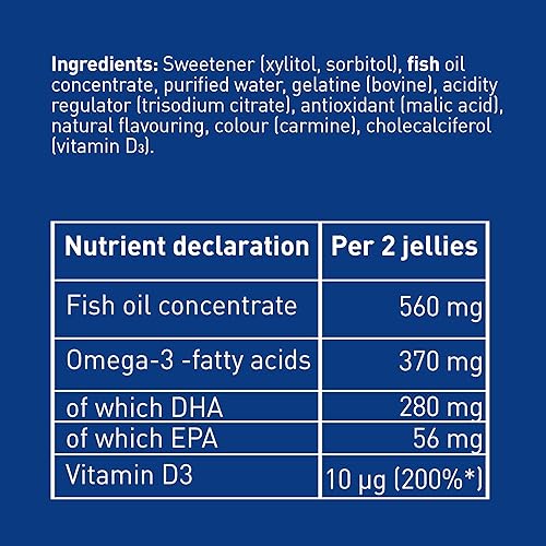 Miniatura 6 de Moller's   Omega 3 cápsulas para niños  Aceite de pescado natural Omega 3 para niños  con DHA y EPA, sin gluten, lactosa o azúcar añadido y fácil de